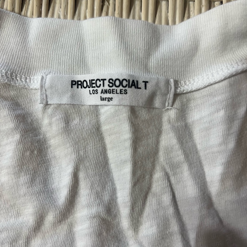 Project Social T White Crewneck Tee with Black Logo